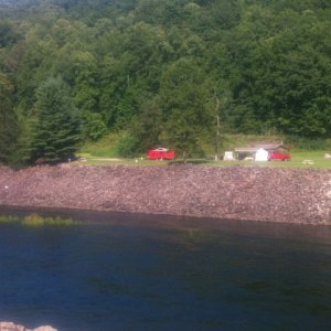 View of our camp site from across the Little Tennessee River, just below Fontana Dam