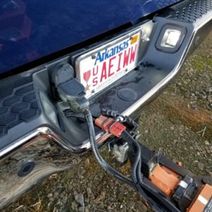 This shows the winch connector on the bumper used to connect the 6 ga wire from TV to trailer