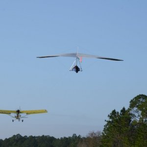 In Florida, towing up behind an ultralight aircraft.