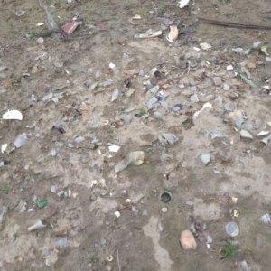 Old dump exposed by low water levels