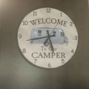 Camper Clock we picked up at the Gatlinburg TN crafts show.