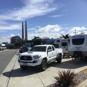 Moss Landing KOA Express. It's pretty pricey but there's not a lot of choices in the Southern Monterey Bay area. It's a close walk the beach and perha