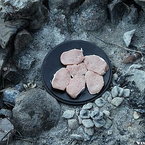 Browning chops on dutch oven lid