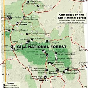 Campground Map for the Gila National Forest