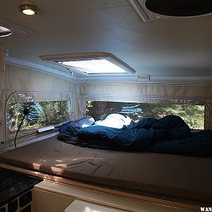 XPCamper Interior With Skylight Open to Sunlight