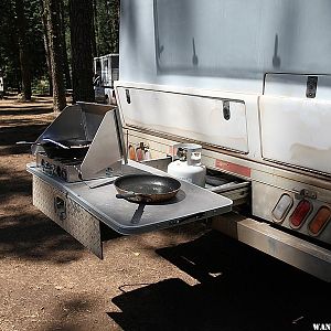 Flatbed Rear Drawer Used as Outdoor Table