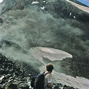 Descending the South Ridge of the North Sister--Middle Sister Ahead