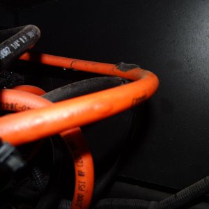 Blistering orange hydraulic line