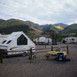 Another view of the San Juans and Aspens from our site.