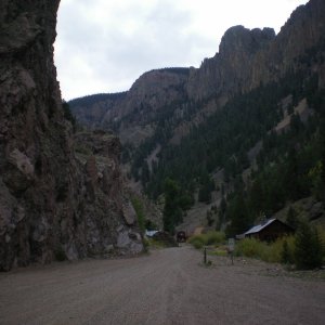 Remnants of the old mining town at the beginning of the Bachelor Scenic  Lo