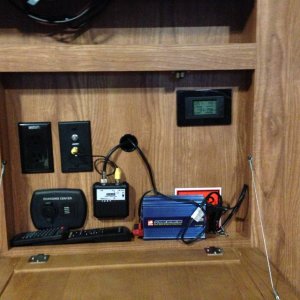 Bayite power meter mounted in entertainment center