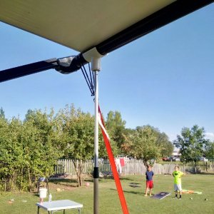 Homemade Awning support pole closeup