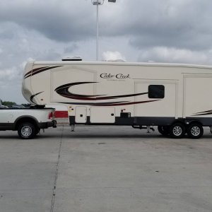 New Cedar Creek and tow vehicle