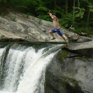 aug. camping trip 016.  Baby falls on Tellico River