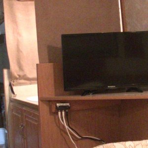 bedroom tv on shelf