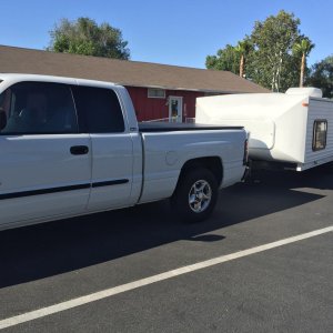 Wife suggested we paint the Hi-Lo the same color as the Ram 1500 pickup truck.