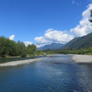 The Quinault River flowing from the Olympic Mountains