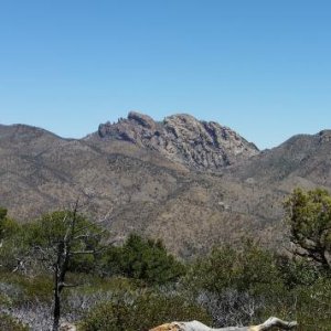 This rock formation is called Cochise Head.  This is the area where Cochise hid from the Army in the late 1800's