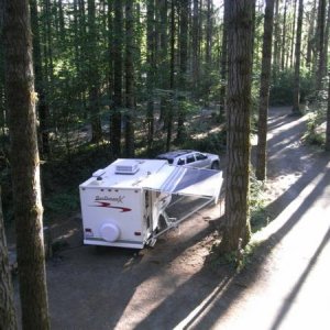 Our second trip, we parked for 3 days at Seaquest State Park near Mt. St. Helens.