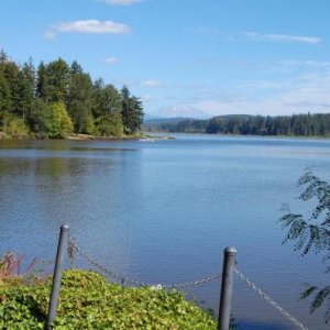 Near Seaquest State Park, this is a view of Mt. St. Helens across Silver Lake.