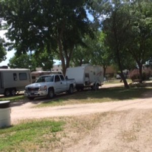 Our " little girl" next to a view finder at Holiday Rv Park, N. PlatteNE