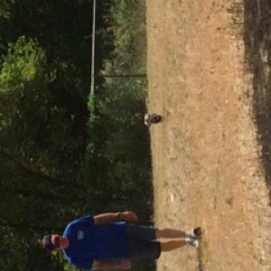 DH and our "fur baby", Salvi at the small dog park in N. Platte, NE