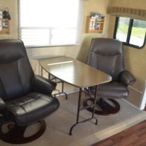 Chairs and table in place of "U" shaped dinette