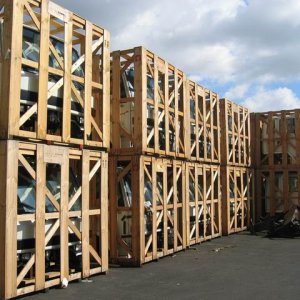 Isuzu Trucks in wood shipping crates