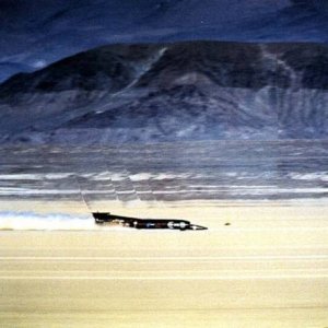 Thrust SSC car, 763 mph shock wave, 1997, Nevada