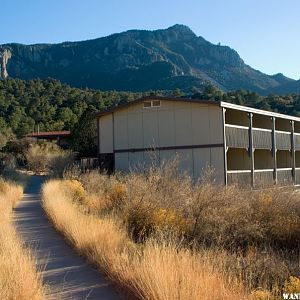 Emory Peak behind Chisos Mountain Lodge