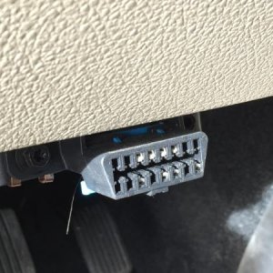 OBD2 connector under the steering wheel on 2017Ford E450