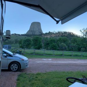 Devils Tower National Monument - Our site at Devils Tower KOA, with a front-row view of Devils Tower