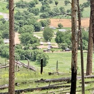 Devils Tower National Monument - Zoomed in view of our site from Devils Tower