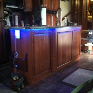 led lights under island counter.