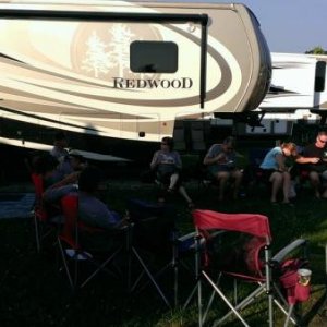 Saturday Night Pot-Luck (photo 1) -  Back on Buggy Lane where we blocked off the street with a truck on both ends. Set up food and picnic tables....an