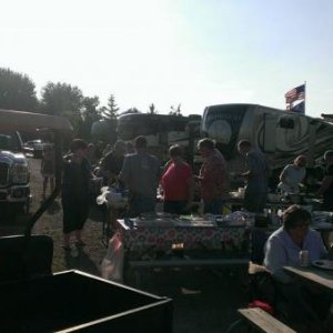 Saturday Night Pot-luck (photo 2) - A HUGE turnout for the last event of the Rally held on Buggy Lane of Shipshewana South Campground.