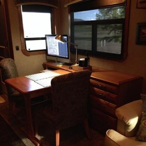 RV livingroom - Desk is "magic desk" which is similar to the new buffet style