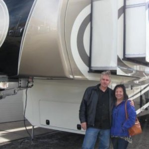 Windish RV picture. Our very first picture with our new second home at the dealership.