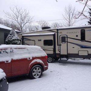 1-20-2014, Vermont.  Getting hooked up and ready to move to Dothan, AL.  Believe me, we won't miss this weather.