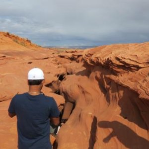 The top of Lower Antelope Canyon, Page, Utah.