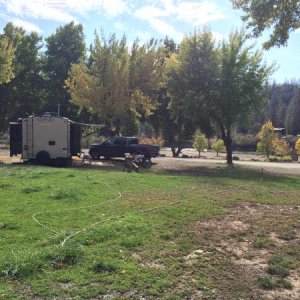 Our rig in a campsite that was plan "C". But it works out ok.