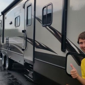 Our new Camper, even our salesman, Steve, is excited for us!