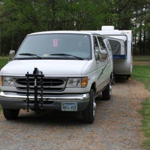 The Boss Wagon with the front mount bike rack. At King's Dominion Campground.