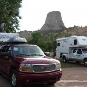 Devil's Tower KOA.  A free screening of "Close Encounters" is shown on an outdoor theater screen every night.  We ate hamburger steaks......with mashe