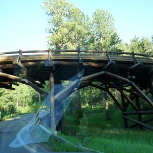 This is an example of the many wooden pigtail bridges on the Norbeck Highway.  Each bridge is constructed a little differently and is part of the char