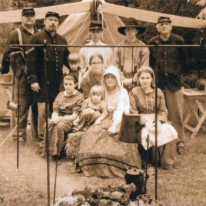 the kid's around the Camp fire @ Kinderhook, Ny. In the beginning of the war many officers brought their family's to war with them. this didn't last t