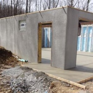 House basement/garage with concrete floor