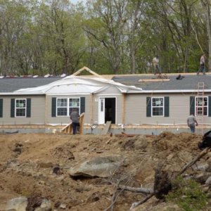 The house after being set on its foundation.