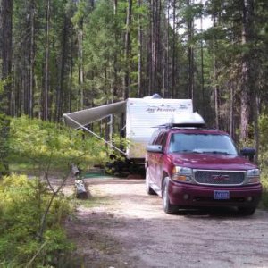 Dalles campground, Site #7.  We were originally in site #5 and the pitch of the site was so extreme we were unable to level from front to back.  Had t