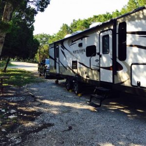 Shady spot at Thousand Trails Campground, Lake Whitney.